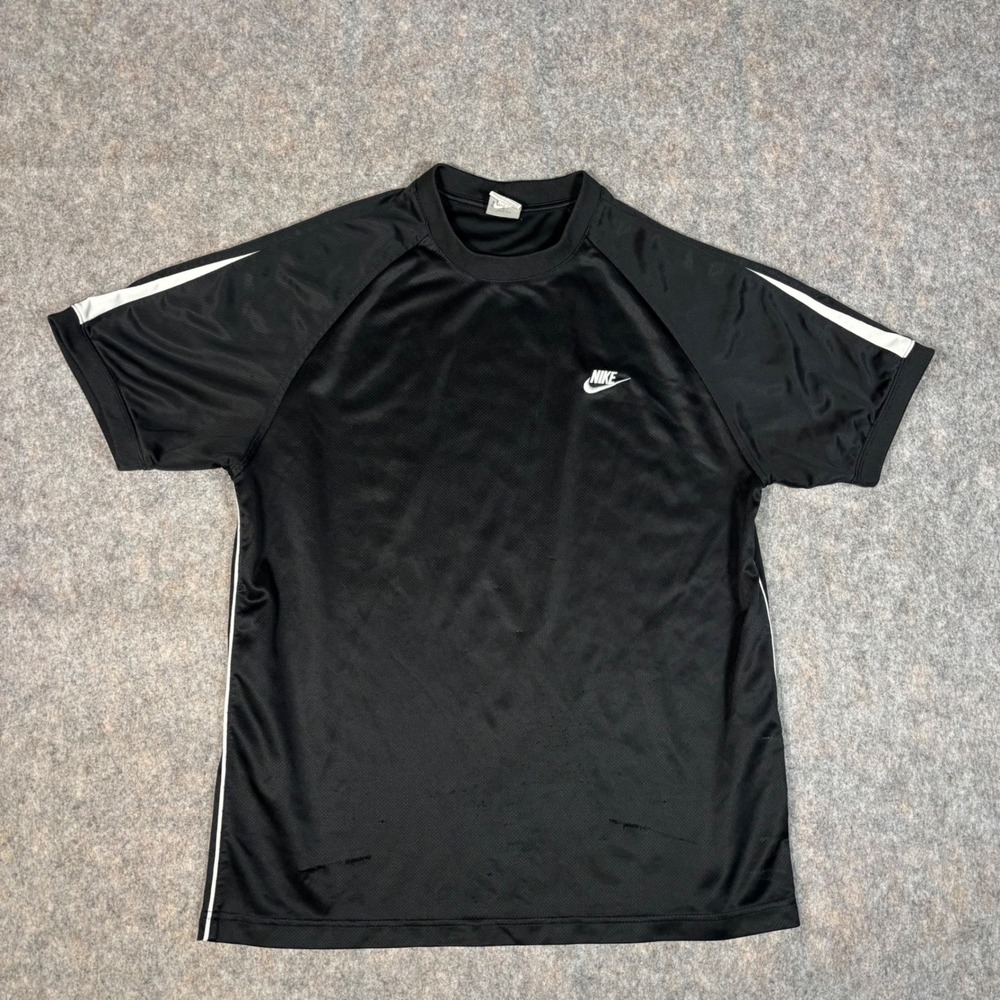 Nike Athletic Shirt Mens Large Black Fair Short Sleeve Raglan Logo‎ Sportswear